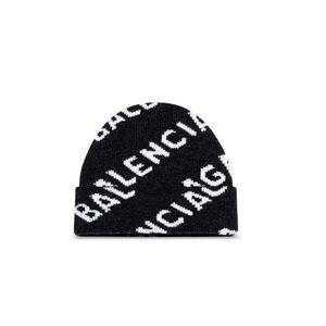 Balenciaga Jacquard Allover Logo Wool Knit Hat